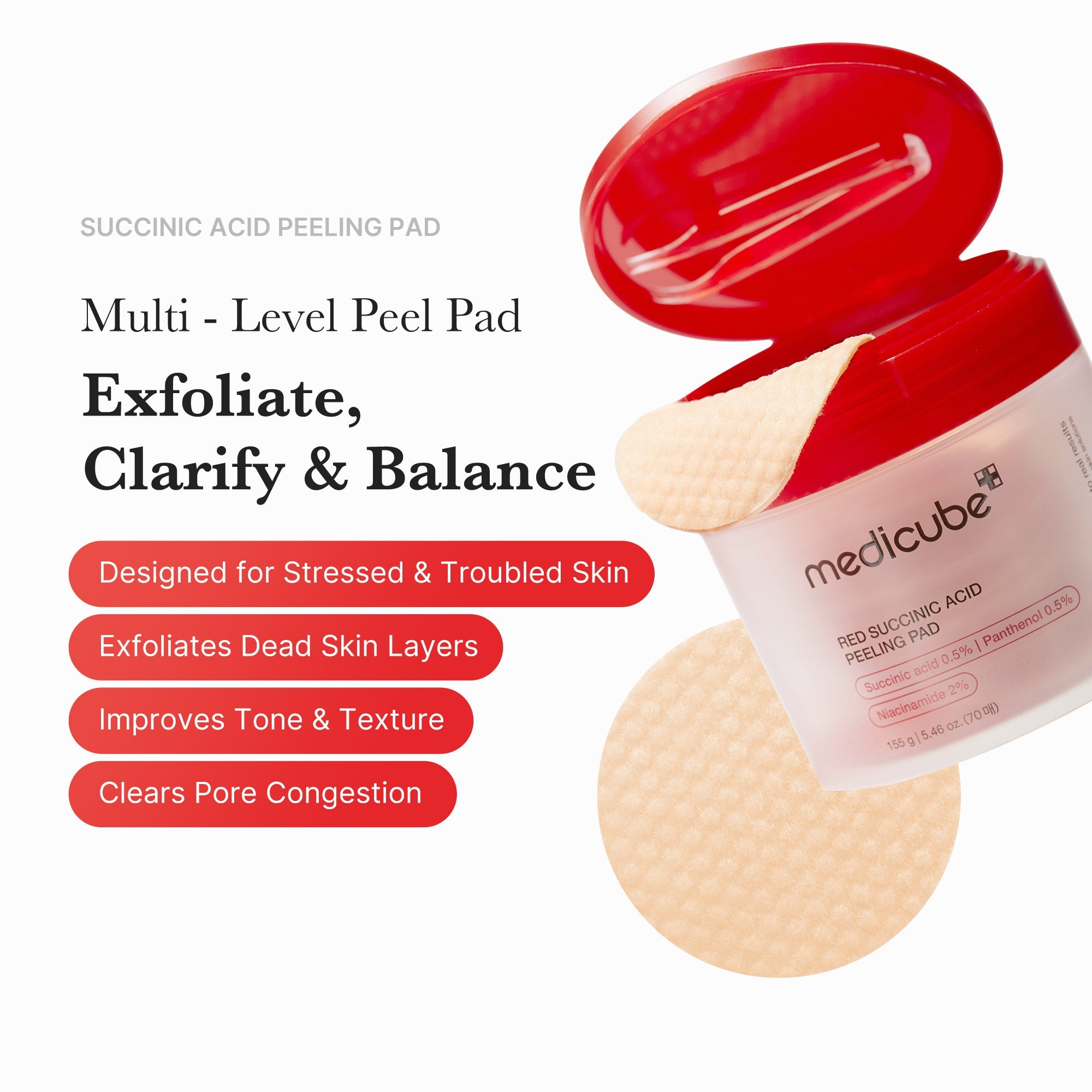 Red Succinic Acid Panthenol Pads D1
